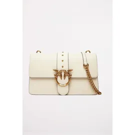 PINKO Love One Classic Umhängetasche Baumwolle/Leder Weiß/Gold