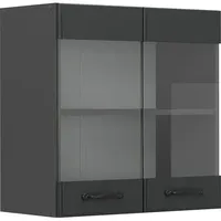 Vicco Vicco, Küchenglashängeschrank R-Line, Anthrazit Landhaus/Anthrazit, 60 cm (60