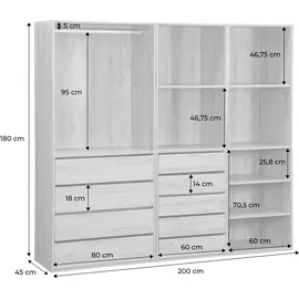 sweeek - Modulares Kleiderschrank-Set mit 3 Elementen - Natur