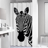 3D Duschvorhang 240x200 Zebra Duschvorhänge Antischimmel Wasserdicht Badevorhang Zebra Duschrollo für Badewanne Dusche Badezimmer Shower Curtains, 12 Duschvorhang Ringe