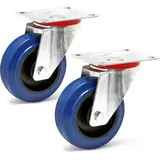 Wiltec Lenkrollen Set 2x Transportrolle ungebremst Ø100mm bis 160kg pro Rad mit Kunststoffrad und Anbauplatte, leiser Lauf, Transportrollen Möbelrollen Laufrollen