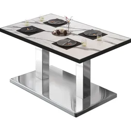 GGM Möbel Bistro Loungetisch 110 x 60 x 41 cm Weiß Marmor