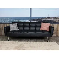 Mendler Sofa HWC-K19, Couch Schlafsofa Gästebett Bettsofa Klappsofa, Nosagfederung Schlaffunktion 203cm ~ Kunstleder schwarz