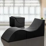 Talamo Italia - Klappbett Andreina, Pouf umwandelbar in ein Einzelbett, Chaiselongue aus Öko-Leder, 100 % Made in Italy, 130 x 50 x 50 cm, Schwarz