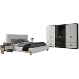Xlmoebel Komplettschlafzimmer Schlafzimmermöbel-Set mit Bett, 2 Nachttischen, Kleiderschrank, (4-tlg., 4tlg.Schlafzimmer set (Bett + 2xNachttische + Kleiderschrank), Hergestellt in Europa weiß