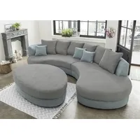 Ecksofa HOME AFFAIRE "Lazio modern und bequem, schmale Armlehnen, tolle Detailverarbeitung", grau (aqua, grau), B:255cm H:94cm T:160cm, 93% Polyester, 7% Polyamid, Sofas, Ecksofa, zwei verschiedene Fußfarben wählbar