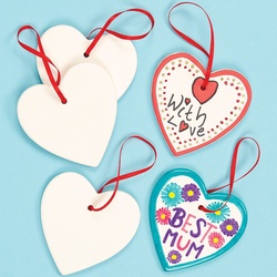 Keramik-Anhänger "Herz" (pro Set 5) Bastelaktivitäten Valentinstag
