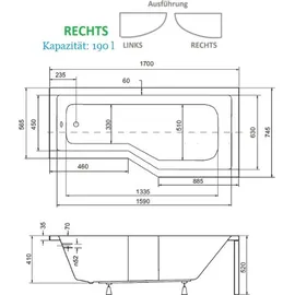 ECOLAM Duschbadewanne 170 x 75 cm (IN-Besco)
