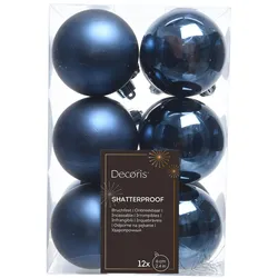 12 Weihnachtskugeln 6cm Kunststoff Christbaumkugeln bruchsicher dunkelblau