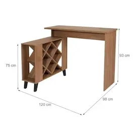 Mendler Bartisch HWC-M45, Stehtisch Thekentisch Weinregal Weinschrank, Staufächer 93x120x98cm, braun
