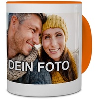 PhotoFancy® - Tasse mit Foto Bedrucken Lassen - Fototasse Personalisieren – Kaffeebecher zum selbst gestalten (Orange)