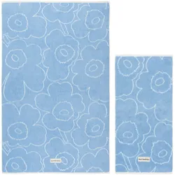 Marimekko - Piirto Unikko Badetuch & Handtuch, hellblau / off-white (2er-Set)