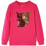 vidaXL Kinder Sweatshirt Eichhörnchen aus Pailletten Langarmshirt Pulli Knallrosa 116 - 116