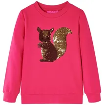 vidaXL Kinder Sweatshirt Eichhörnchen aus Pailletten Langarmshirt Pulli Knallrosa 116 - 116