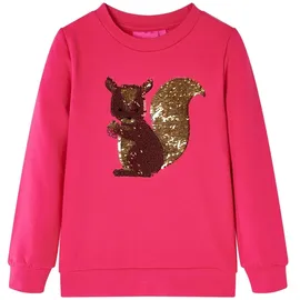 vidaXL Kinder Sweatshirt Eichhörnchen aus Pailletten Langarmshirt Pulli Knallrosa 116 - 116