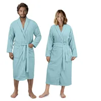 HOMELEVEL Bademantel Bademantel Frottee Damen Herren - Extra saugfähig - 100% Baumwolle XL, Baumwolle blau