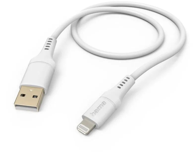 HAMA USB-A auf Lightning Kabel "Flexible" 1,5m, Weiß - Schnellladekabel für Apple iPhones, iPads & iPods