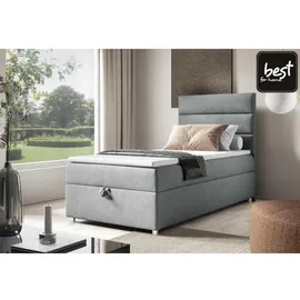 Best For Home Boxbett, Grau, Textil, Höhe ca. 18 cm, Rechteckig, 90x200 cm, Schlafzimmer, Betten, Boxspringbetten