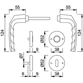 HOPPE Rosettengarnitur F1 Grau/Mehrfarbig 1117/17KV/17KVS