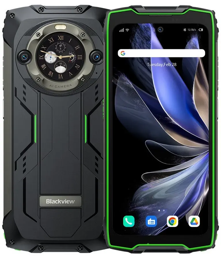 blackview BV9300Pro(8+256) Smartphone (6.7 Zoll, 256 GB Speicherplatz, 64 MP Kamera, Zwei-Display-Layout, 15080mAh Akku, Fingerabdruck/NFC/IP69K) grün