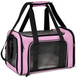 TOFFCAEA Transporttasche für Katze Hund, Hundetransportbox, Faltbare Katzentransportbox, tragbar, 5kg Katzen Hunde Tragebox, für mittelgroße Hunde, Katze (M, Rosa)
