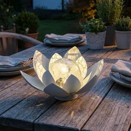 Hi Solarleuchte Glas, Metall 27,6 x 12 cm 2er Set weiß