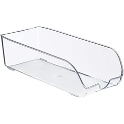 Relaxdays Kühlschrank Organizer, Lebensmittel Aufbewahrung, HBT: 10 x 16 x 35 cm, Kühlschrankbox mit Griff, transparent