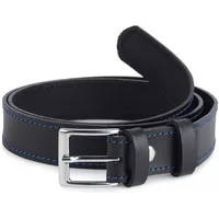 Ladeheid Kindergürtel Leder 2,5 cm Blau/Schwarz 70