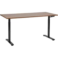 Beliani Schreibtisch Dunkelbraun, Schwarz, Holz, 160x74x72 cm Manuell Höhenverstellbar