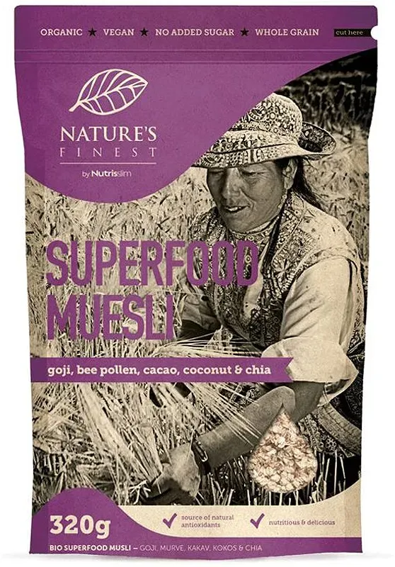 Natures Finest Superfood Muesli Bio Müsli ohne Zuckerzusatz 320 g