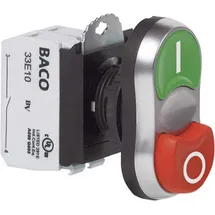 BACO BAL61QB21A L61QB21A Doppeldrucktaster Frontring Kunststoff, verchromt Grün, Rot 1St.
