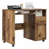 vidaXL Brauner Computertisch Altholz Spanplatte, Metall Standard Rollen