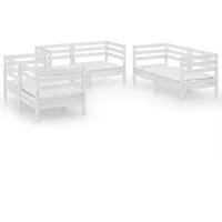 vidaXL 6-tlg. Garten-Lounge-Set Weiß Massivholz Kiefer