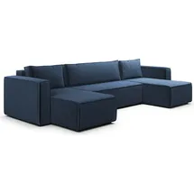 petits-meubles U-Sofa Cord 5-Sitzer Blau