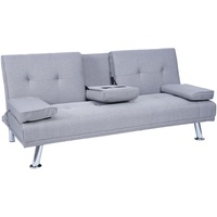 3er-Sofa HWC-F60, Couch Schlafsofa Gästebett, Tassenhalter verstellbar 97x166cm