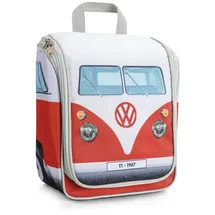 Board Masters VW Collection - Volkswagen Aufhängbarer Kulturbeutel-Bad-Hänge-Reise-Wasch-Tasche im T1 Bulli Bus Design (Classic Bus/Rot)