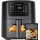 Klamer Heißluftfritteuse 5l XL, Heissluftfritteuse mit Sichtfenster & Schüttel-Erinnerung, Ölfreier 1500W Airfryer mit LED-Touchscreen, digitale... - Schwarz