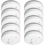 ELRO 10er Set Elro Optischer Rauchmelder Mit Wechselbarer 1 Jahres Batterie, Ø 10cm