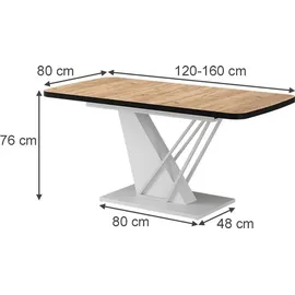 Vicco Fenaro 120 x 77,4 x 80 cm Eiche/Weiß