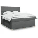vidaXL Boxspringbett 180 x 200 cm Dunkelgrau
