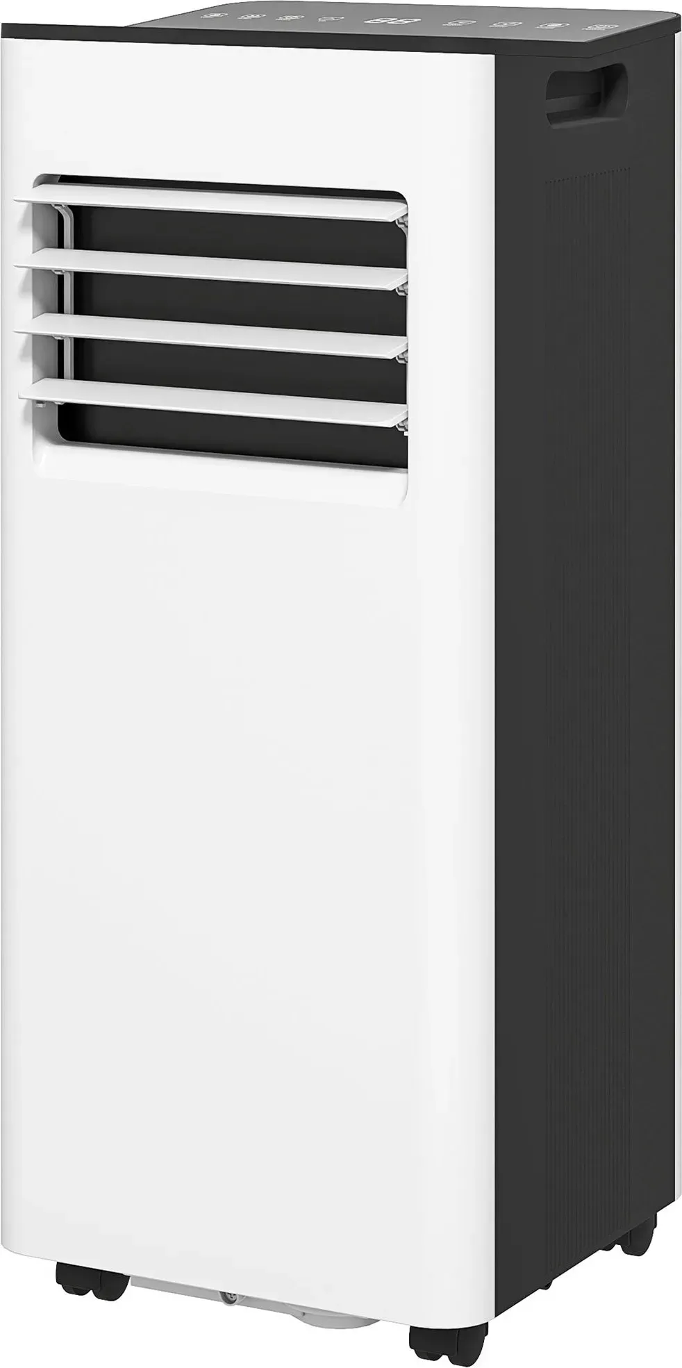 HOMCOM Tragbare Klimaanlage 3-in-1 9000 BTU Kühler Ventilator Luftentfeuchter 24,1 L/Tag mit Fernbedienung LED-Display 24h Timer 2 Geschwindigkeiten für Raum 28m2 Weiß   Aosom