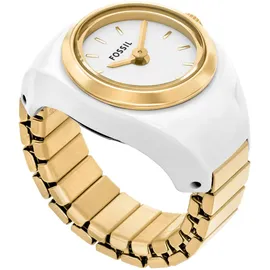 Fossil Uhrenring FOSSIL "WATCH RING", gold (goldfarben, weiß), Armbanduhren, Damen, Quarzuhr, Damenuhr, analog, Flexband, Zugband