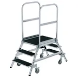MUNK Podesttreppe 3 Stufen 151 cm Aluminium/Holz/Stahl