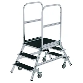MUNK Podesttreppe 3 Stufen 151 cm Aluminium/Holz/Stahl