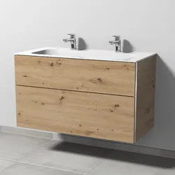 Sanipa 3way Kombination 100 cm, 2 Auszüge mit Griff-Leiste BR40343, Badmöbel,