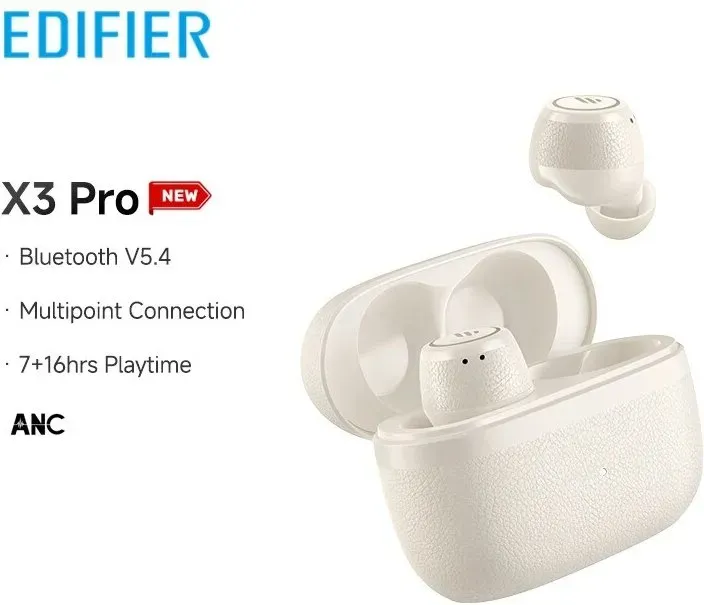 EDIFIER X3 Pro In-Ear Bluetooth-Headset mit Freisprechfunktion, schweißresistent, mit Ladeetui, Elfenbein