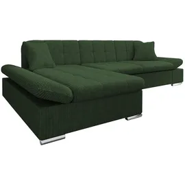 Mirjan24 Ecksofa Malwi Cord 2-Sitzer Dunkelgrün
