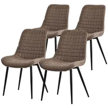 ML-Design Esszimmerstühle 4er Set, Braun, Sitzfläche Aus Kunstleder Mit Schwarzen Metallbeinen, Küchenstühle Mit Rückenlehne, Wohnzimmerstühle, Polsterstühle Für Esszimmer/büro, Gepolsterte Sessel - Ml-design