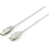 Equip USB Kabel A - A St/ BU 1,80 m USB 2.0 USB Silber, Transparent