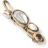 FIRETTI Brosche Schmuck Geschenk Ansteckschmuck tricolor, mit Glasstein goldfarben|schwarz